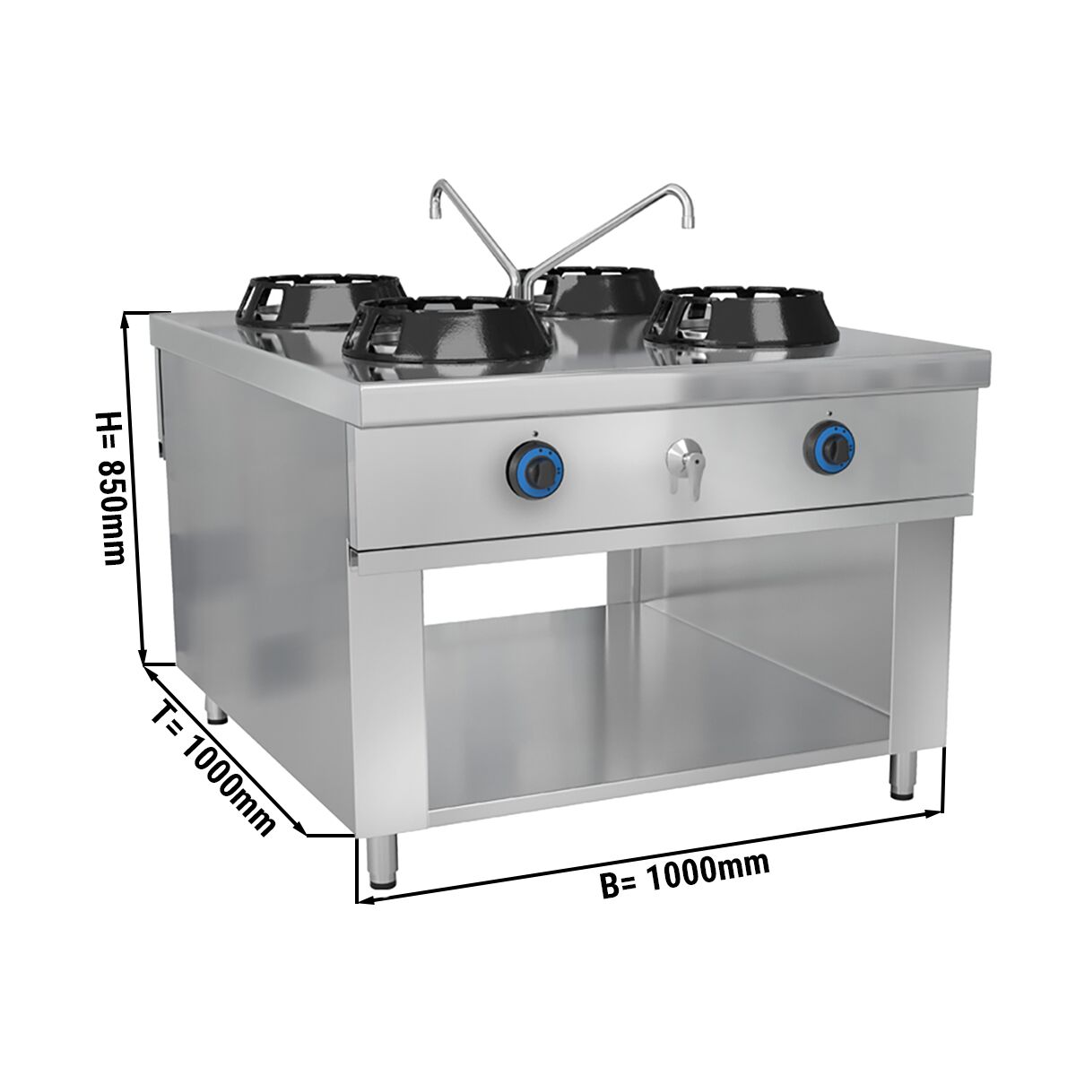 Plynová wok varná doska – 56 kW – 4 horáky – vrátane 2 kohútikov – Obrázok 8