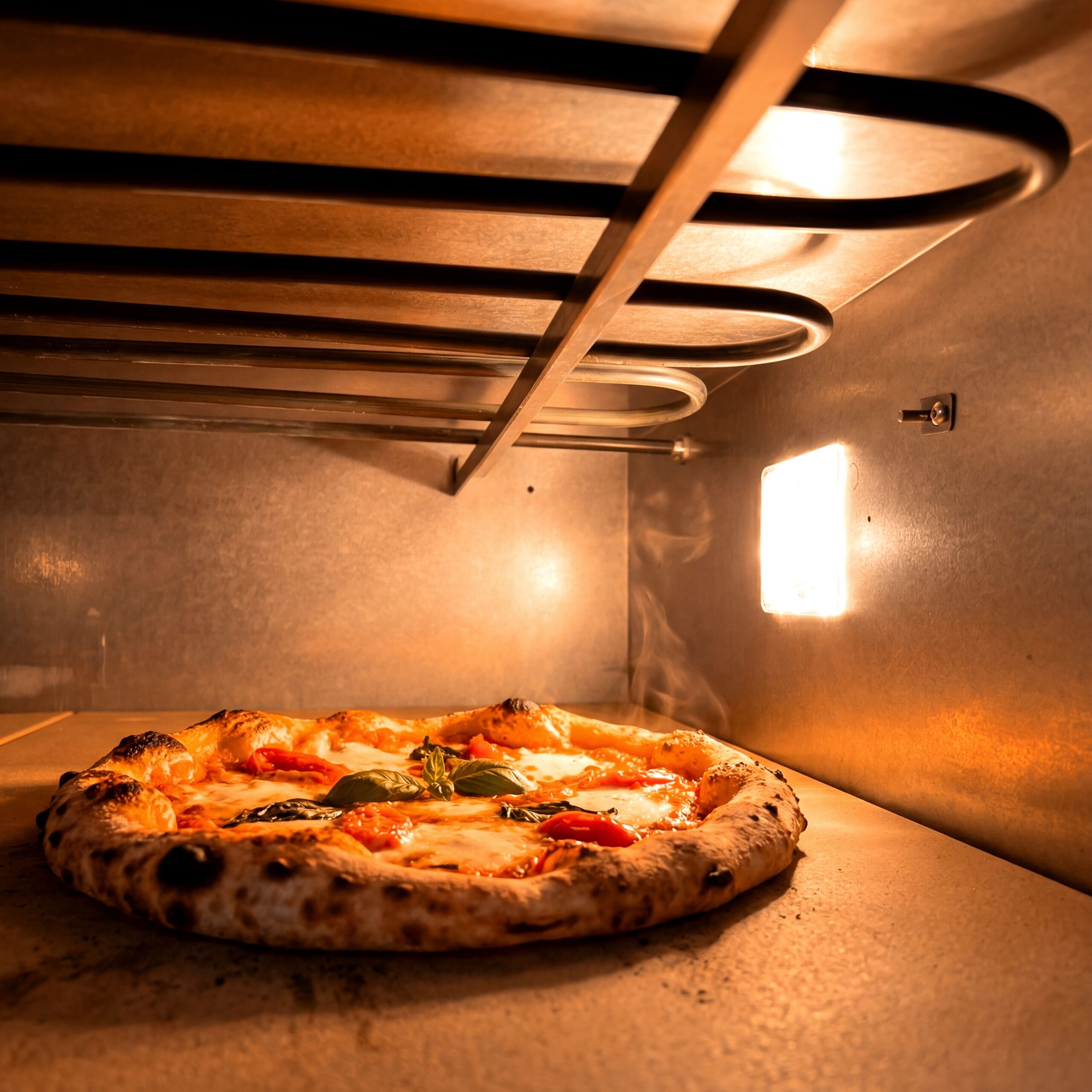 Elektrická viacposchodová pec na pizzu – jednopodlažná – dno zo žiaruvzdorného kameňa – 4 x Ø 30 cm (12 palcov) – trojfázové napájanie – mechanické ovládanie – do 450 °C – Obrázok 7