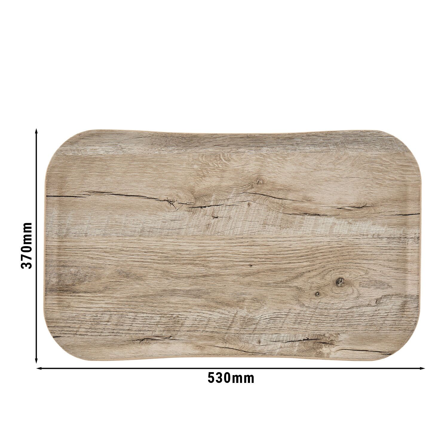 12 kusov) CAMBRO | CENTURY™ servírovací podnos zo sklolaminátu – 530 × 370 mm – imitácia svetlého dubového dreva