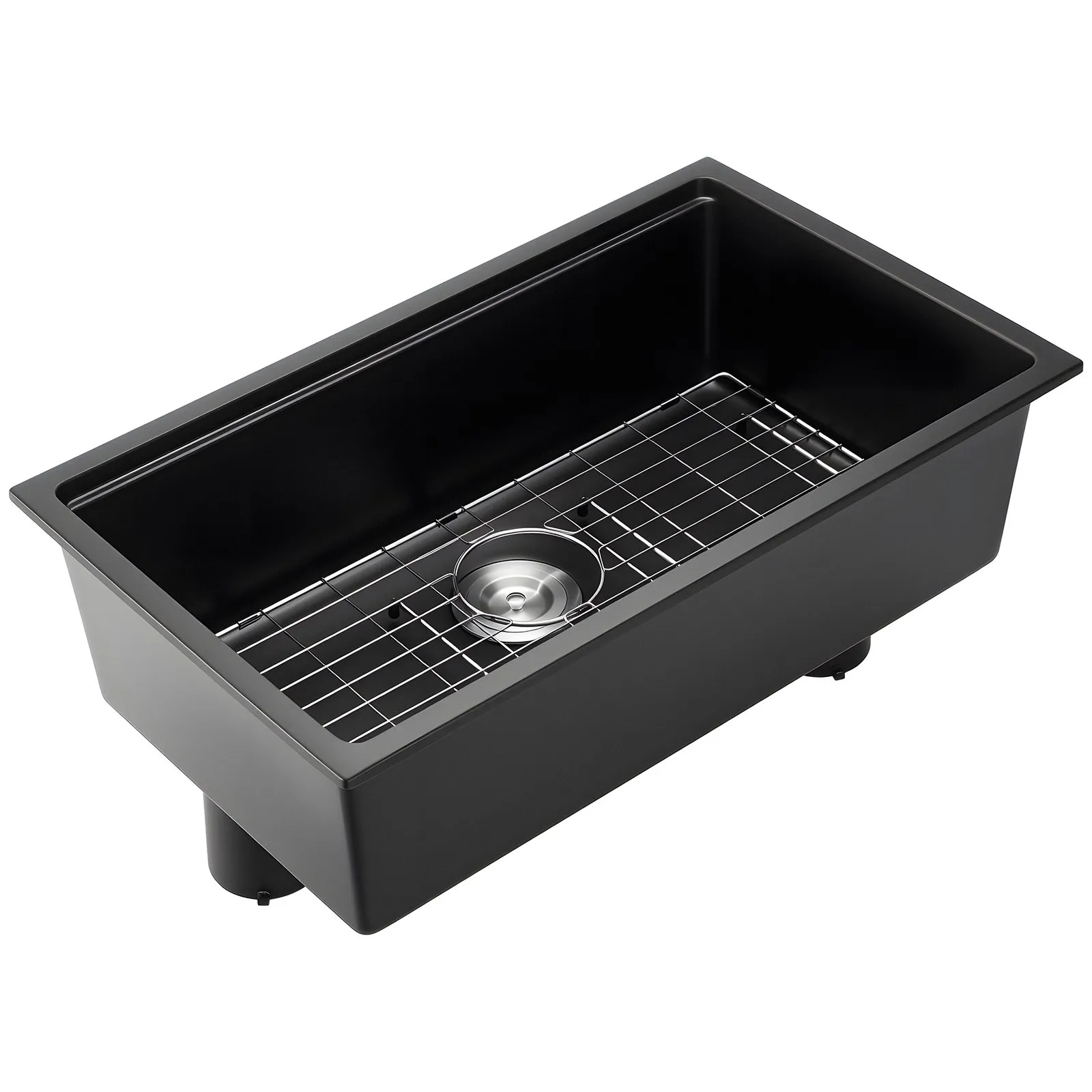 Kuchynský drez Granite (762 x 457 x 230 mm) na povrchovú montáž, vstavaný drez vo vidieckom štýle s príslušenstvom, drez do domácnosti pre obytné automobily, kuchynky na prípravu jedál, bary, čierny – Obrázok 5