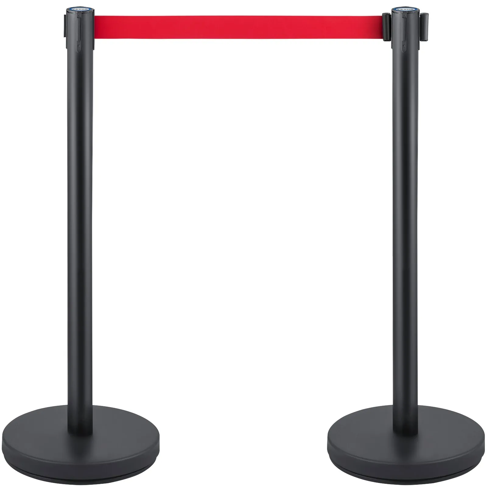 Systém na reguláciu davu 6 stĺpikov, celková výška 90 cm, bariéra so štvorcestným adaptérom, stĺpik, stĺpik bariéry s 2 m dlhým pásom pre letisko, oceľové/železné stĺpiky, čierny – Obrázok 2