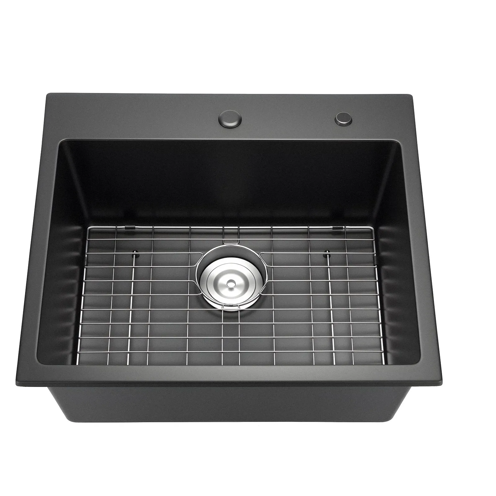 Kuchynský drez Granite (635 x 559 x 254 mm) na povrchovú montáž, vstavaný drez vo vidieckom štýle s príslušenstvom, drez do domácnosti pre obytné automobily, kuchynky na prípravu jedál, bary, čierny – Obrázok 2