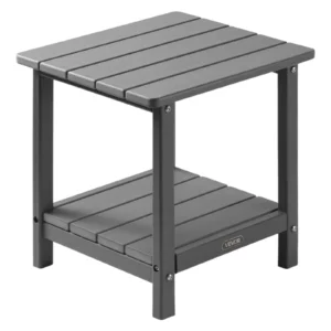 Príručný stolík , plast, 45x38x44 cm, záhradný stôl z HDPE, balkónový stôl s 2 policami, nočný stolík, konferenčný stolík, dekoratívny stolík, vhodný na terasu, k bazénu, na pláž, verandu, do záhrady, sivý