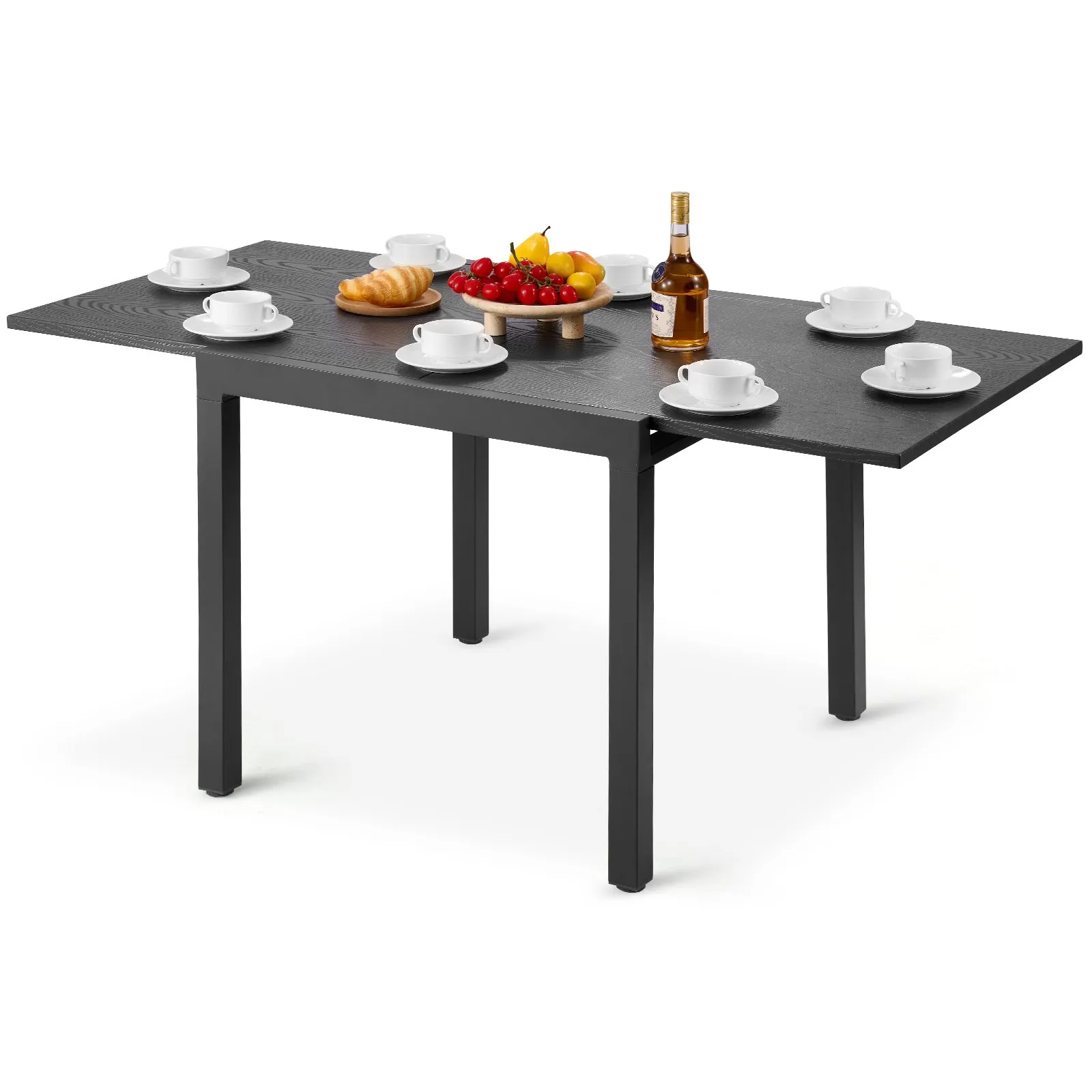 Rozkladací záhradný stôl , záhradný stôl, balkónový stôl (80-160 cm) vyrobený z uhlíkovej ocele + hliníka, jedálenský stôl do vonkajšieho dvora, na terasu, do záhrady, na verandu, vodeodolný, nosnosť 68 kg, tmavosivý