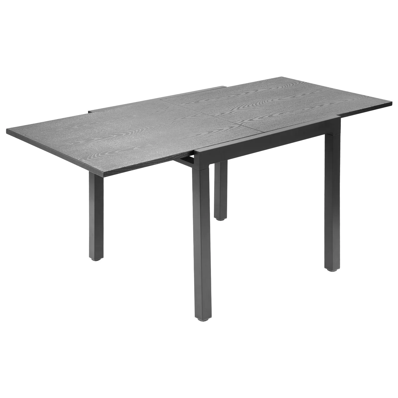 Rozkladací záhradný stôl , záhradný stôl, balkónový stôl (80-160 cm) vyrobený z uhlíkovej ocele + hliníka, jedálenský stôl do vonkajšieho dvora, na terasu, do záhrady, na verandu, vodeodolný, nosnosť 68 kg, tmavosivý – Obrázok 2