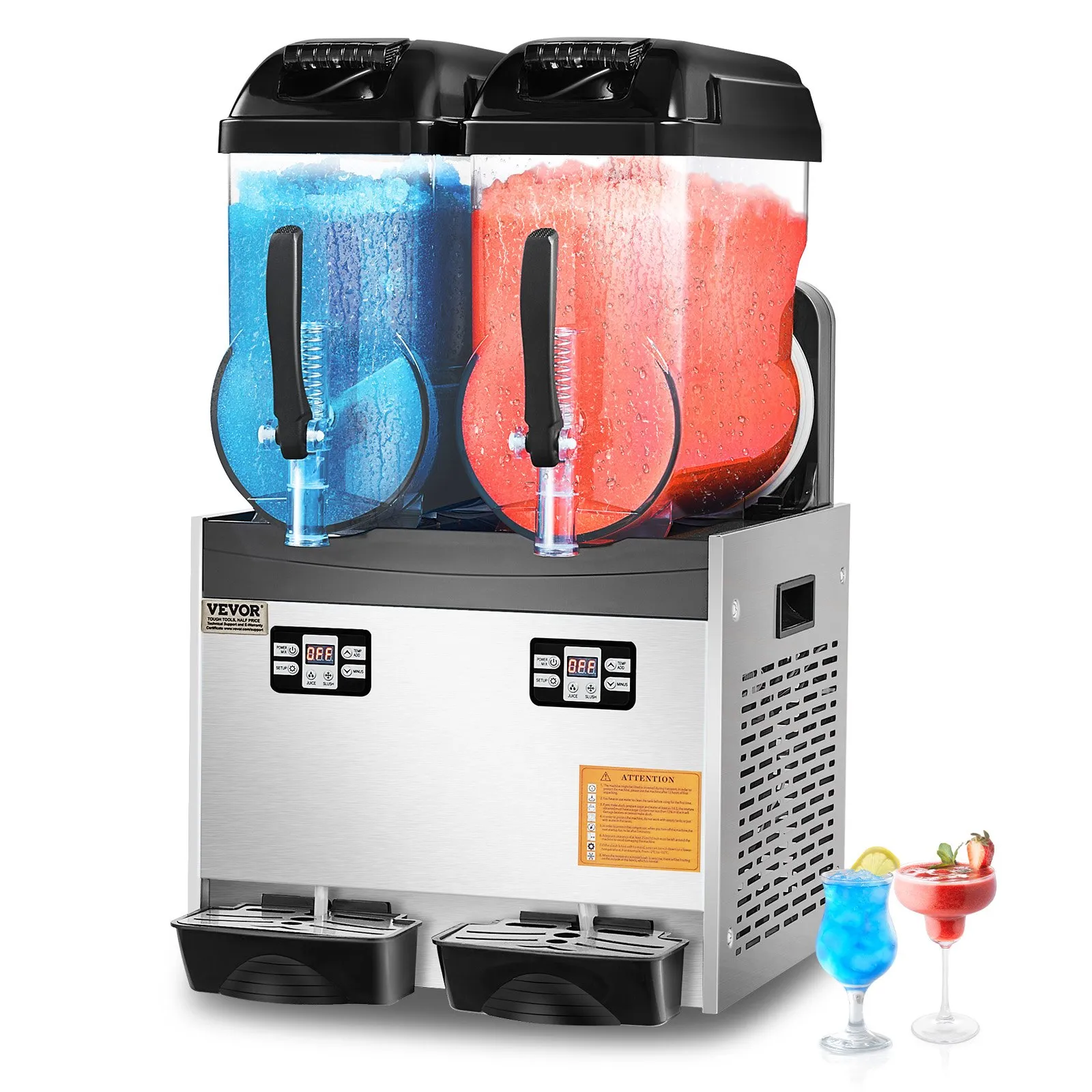 Stroj na ľadovú drť 12l x 2 Dvojitá nádrž Výrobník ľadu na ľad na mrazené nápoje, výrobník smoothie Margarita s objemom 96 šálok pre domáce párty, reštaurácie, kaviarne a bary