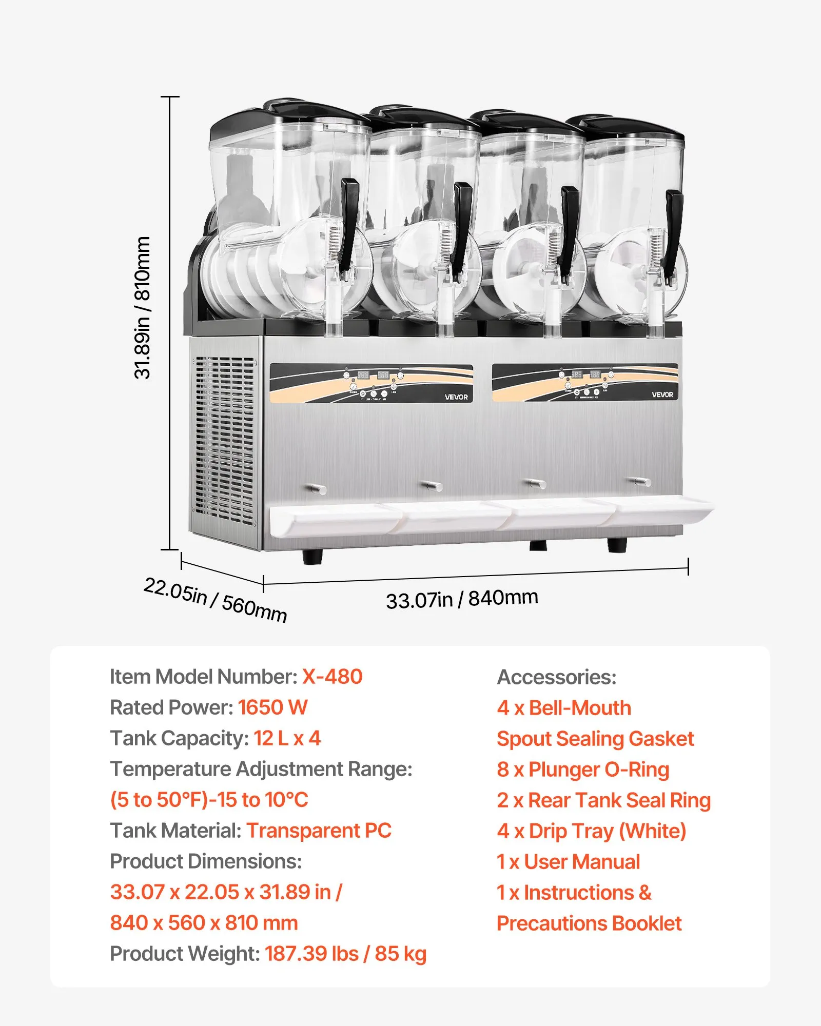 Stroj na ľadovú drť 4 x 12 l, 1650 W Elektrický výrobník margarity so samočistiacou funkciou, Vhodný na mrazené margarity, frappé, mliečne kokteily, šejky – Obrázok 7