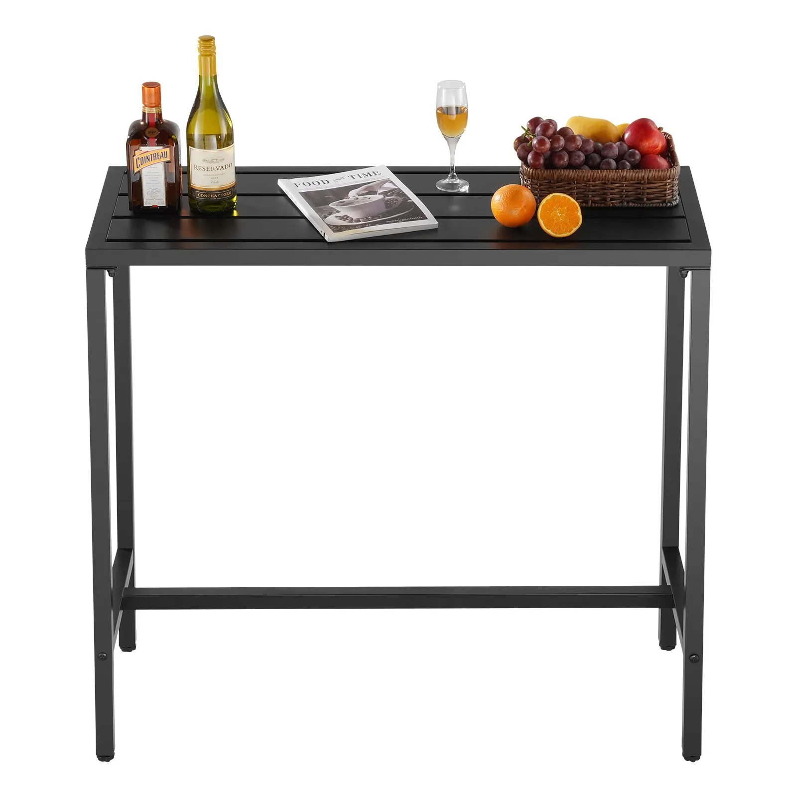 Barový stôl , 1000 x 375 x 980 mm, bistro stôl, stôl na státie s kovovým rámom, obdĺžnikové jedálenské stoly, kuchynský stôl, pultový stôl, párty stôl, záhradný nábytok na balkón, do záhrady, k bazénu – Obrázok 5
