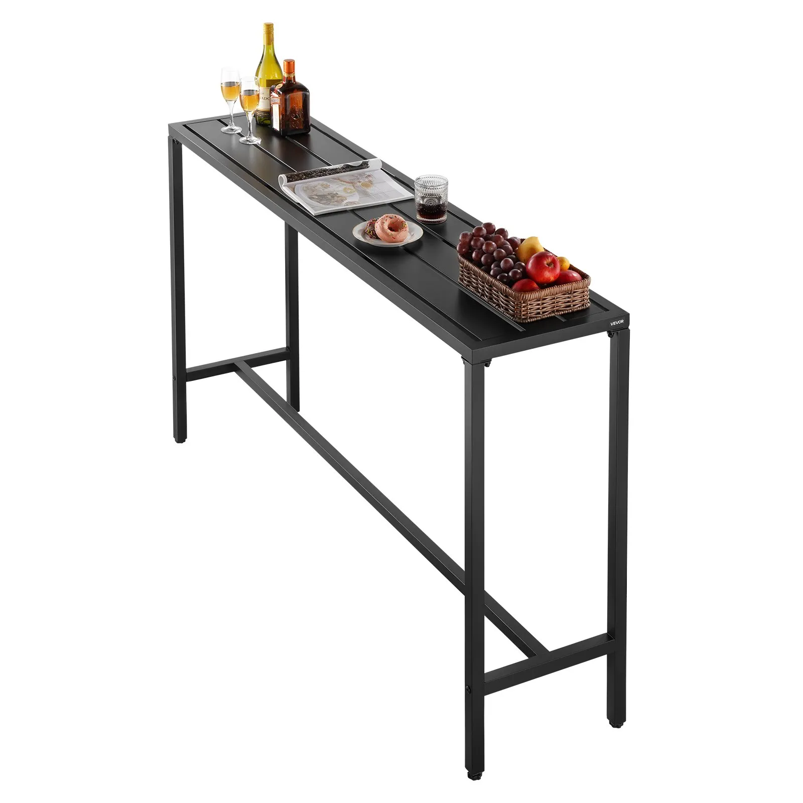 Barový stôl VEVOR, 1600 x 375 x 980 mm, Bistro stôl, Stôl na státie s kovovým rámom, Obdĺžnikové jedálenské stoly, Kuchynský stôl, Pultový stôl, Párty stôl, Záhradný nábytok na balkón, do záhrady, k bazénu – Obrázok 2