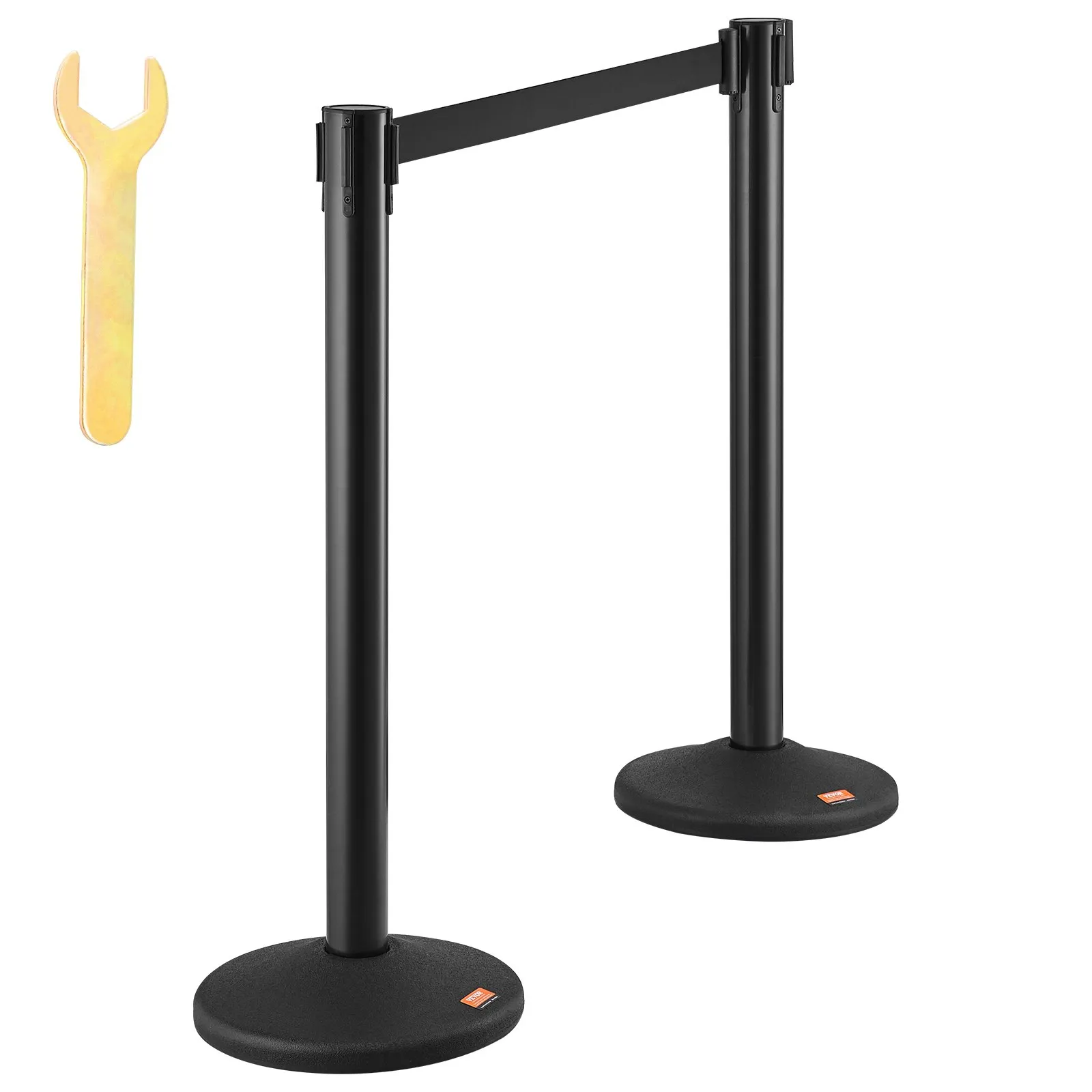 Systém na reguláciu davu Bariérová páska Bariérový stĺpik 6-dielny, 2 m x 48 mm čierny navíjací pás, bariérové stĺpiky systému na reguláciu davu vhodné pre letiská, veľtrhy, miesta konania súťaží atď. – Obrázok 3