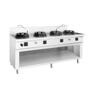 Plynová wok varná doska – 60 kW – 4 horáky – vrátane 2 kohútikov