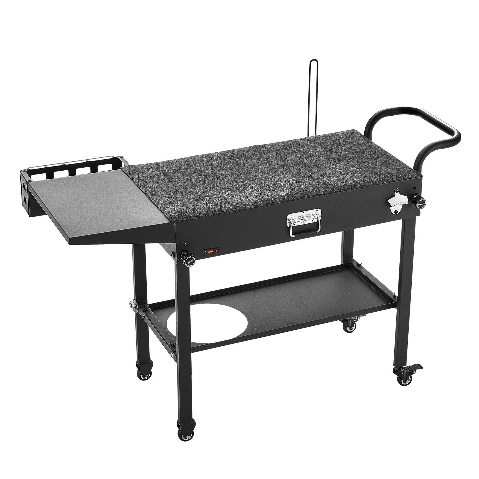 Vonkajší grilovací vozík 787x432 mm (veľkosť stola), skladací grilovací stôl s držiakom na vreckovky, háčikmi, kolieskami a bočným stolíkom, stôl na prípravu grilu, servírovací vozík na piknik, do kuchyne a záhrady – Obrázok 2