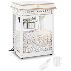 Stroj na popcorn - 1500 W - 5 kg/h - biely a zlatý - Royal Catering