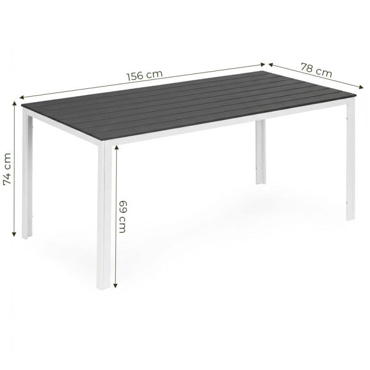 Záhradný stôl pre 6 osôb, 156x78 cm, Polywood, sivý, biely, MultiGarden, záhradný nábytok – Obrázok 2