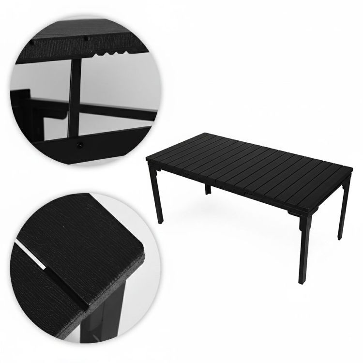 Rozkladací záhradný stôl 180-240 cm, až 12 miest na sedenie, HDPE oceľ, čierny, MultiGarden – Obrázok 3
