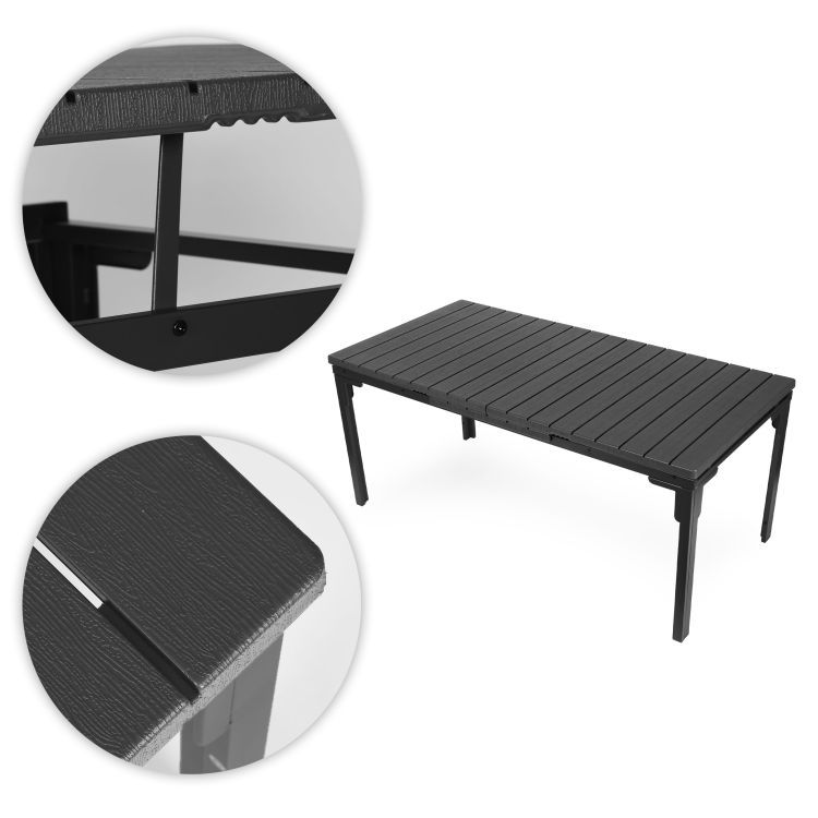Rozkladací záhradný stôl 180-240 cm, až 12 miest na sedenie, oceľ, HDPE, sivý, MultiGarden – Obrázok 3