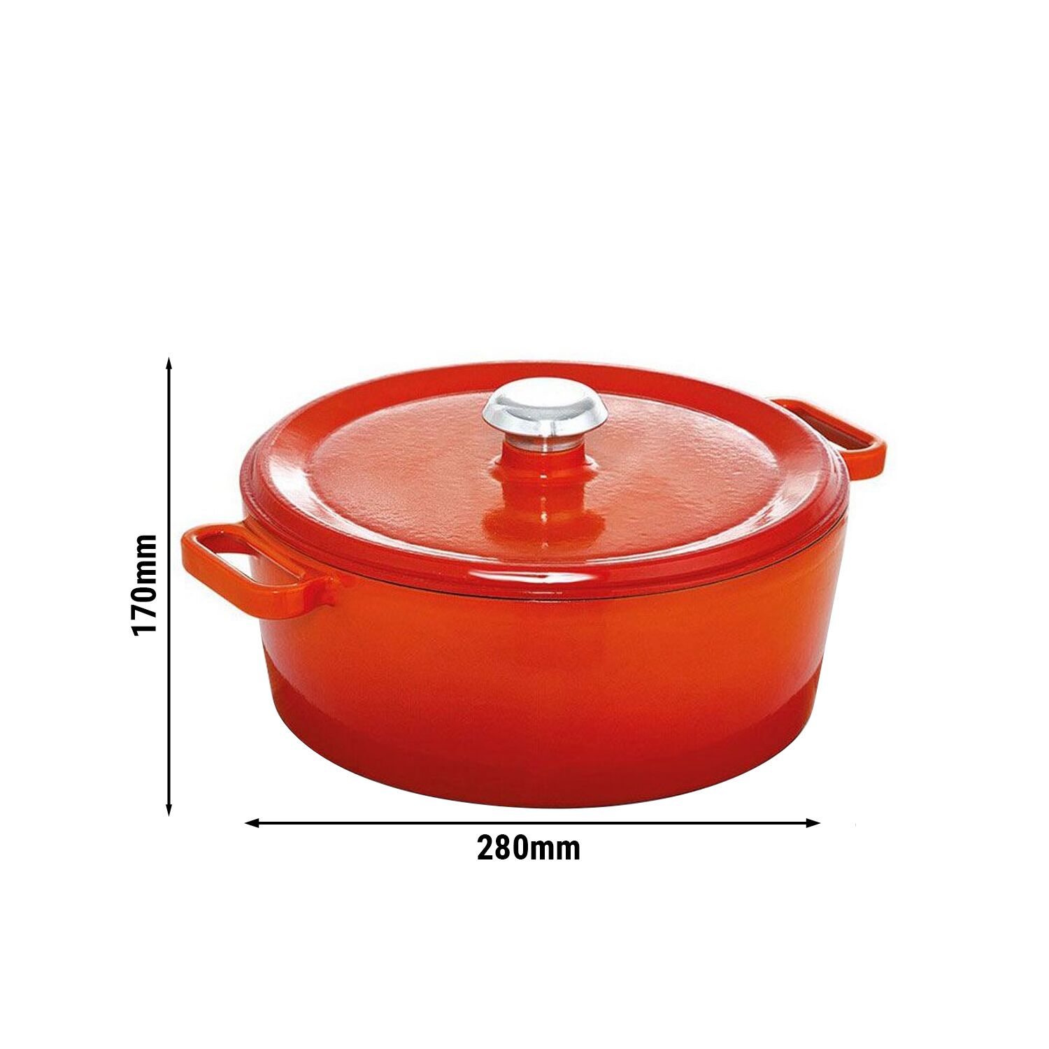 Liatinová zapekacia misa - 6,8 litra - Ø 280 mm - oranžová – Obrázok 2