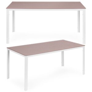 Záhradný stôl pre 6 osôb, 156x78 cm, Polywood, béžová, biela, MultiGarden, záhradný nábytok