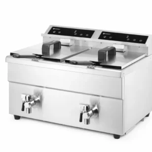 Indukčná fritéza s výpustným ventilom – 2x 8 l, HENDI, Profi Line, 16L, 230V/7000W, 577x609x(H)410mm