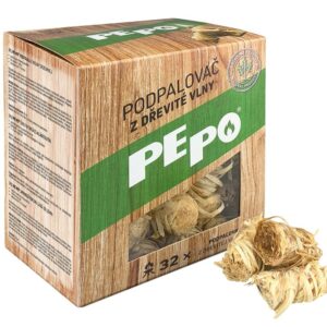 Podpaľovač PE-PO® drevitá vlna, 32 ks, rozpaľovač na gril, kachle, krby, pece