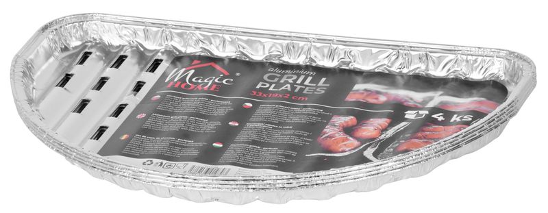 Miska MagicHome 33x19x2.0 cm, 4 ks, polkruhová, perforovaná, ALU – Obrázok 2
