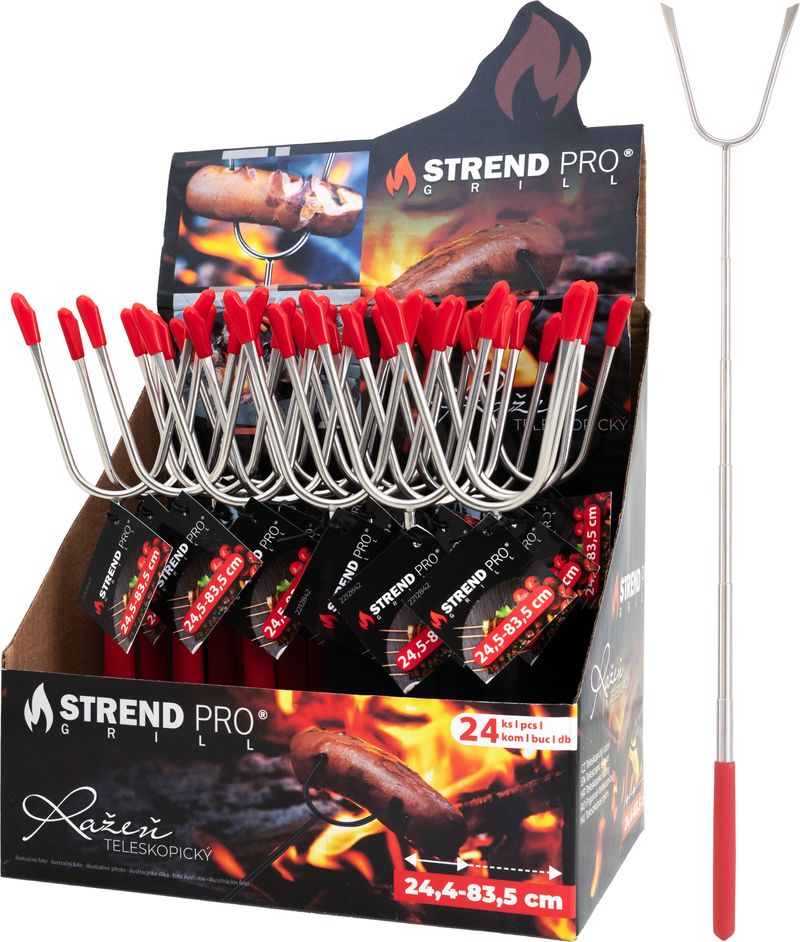 Ražeň Strend Pro Grill, na opekanie, teleskopický, 25-88 cm, Sellbox 24 ks – Obrázok 9