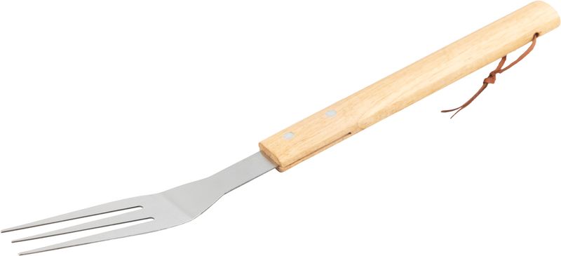 Vidlička Strend Pro Grill, na grilovanie a opekanie, s drevenou rúčkou, nerez – Obrázok 3