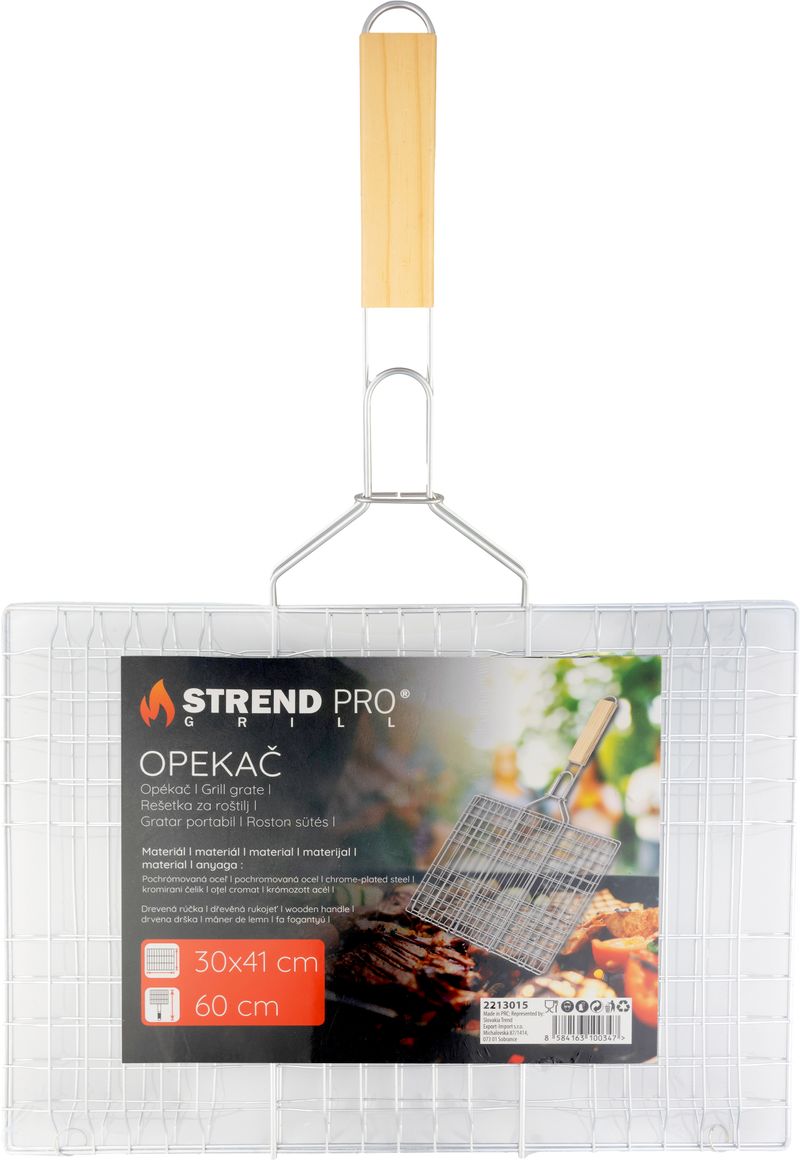 Opekač Strend Pro Grill, na mäso s drevenou rúčkou, 41x60x1,5 cm – Obrázok 2