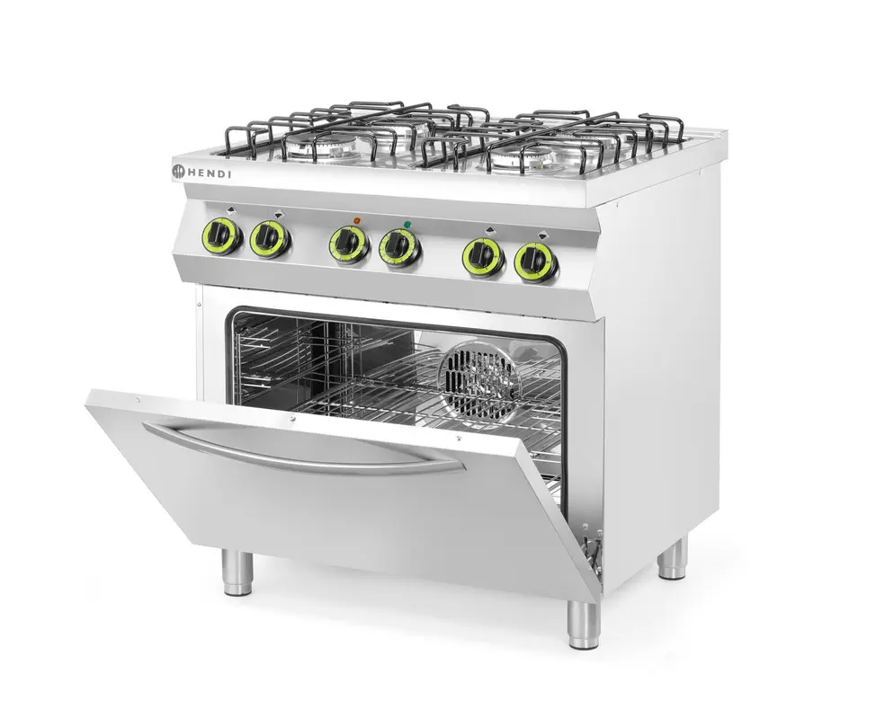 Plynový sporák so 4 horákmi a s elektrickou konvekčnou rúrou GN 1/1, HENDI, Smart, GN 1/1, 230V/3000W, 17000kW, 800x700x(H)900mm – Obrázok 4