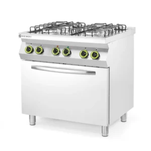 Plynový sporák so 4 horákmi a s elektrickou konvekčnou rúrou GN 1/1, HENDI, Smart, GN 1/1, 230V/3000W, 17000kW, 800x700x(H)900mm