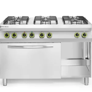 Plynový sporák so 6 horákmi a s elektrickou konvekčnou rúrou GN 1/1, HENDI, Smart, GN 1/1, 230V/3000W, 25500kW, 1200x700x(H)900mm