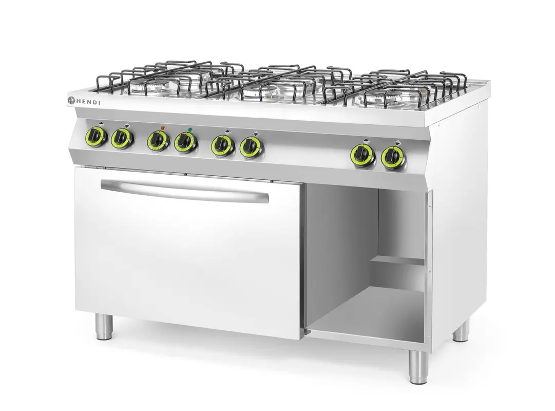 Plynový sporák so 6 horákmi a s elektrickou konvekčnou rúrou GN 1/1, HENDI, Smart, GN 1/1, 230V/3000W, 25500kW, 1200x700x(H)900mm – Obrázok 3