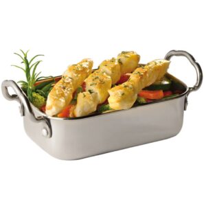 (6 kusov) Mini servírovacia panvica - držiak na občerstvenie - nehrdzavejúca oceľ - 0,5 litra - 145 x 95 mm