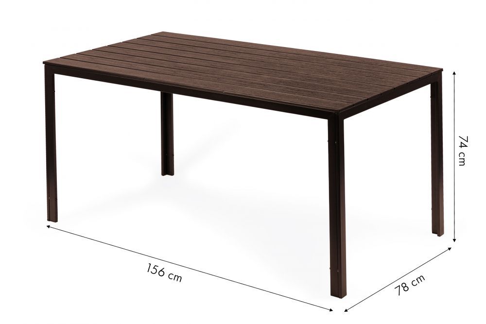 Záhradný stôl pre 6 osôb, 156x78 cm, polywood, hnedý, terasový nábytok MultiGarden – Obrázok 2