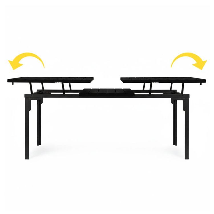 Rozkladací záhradný stôl 180-240 cm, až 12 miest na sedenie, HDPE oceľ, čierny, MultiGarden