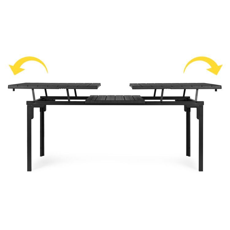 Rozkladací záhradný stôl 180-240 cm, až 12 miest na sedenie, oceľ, HDPE, sivý, MultiGarden – Obrázok 4