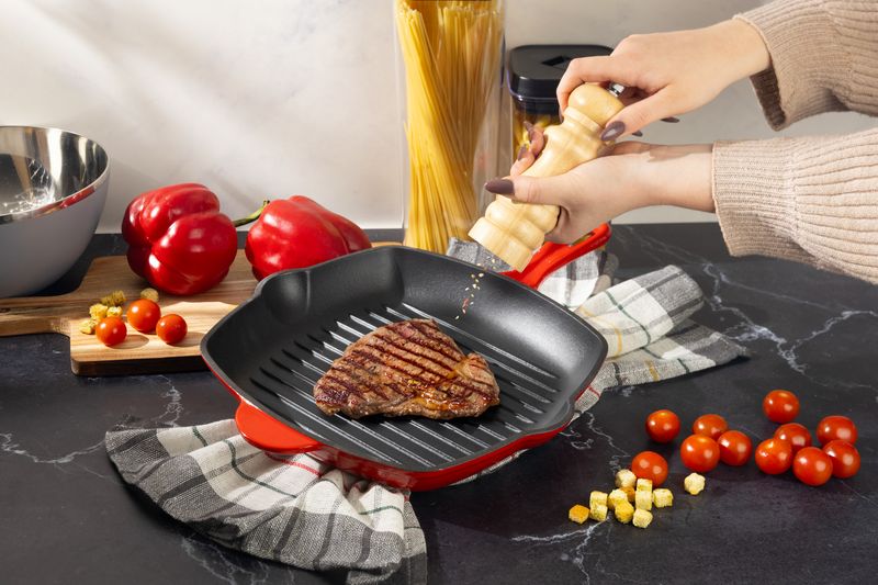 Panvica MagicHome Castora line, grilovacia, smaltovaná liatina, 270x270x45 mm – Obrázok 2