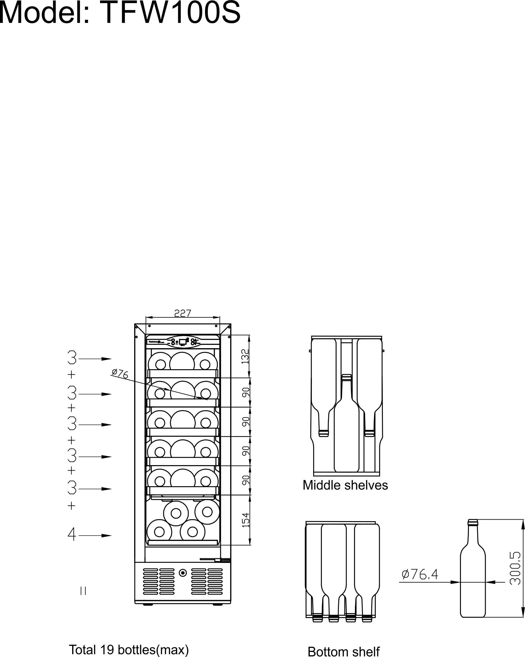 Vinotéka – 19 fliaš | TEFCOLD TFW100-S – Obrázok 3