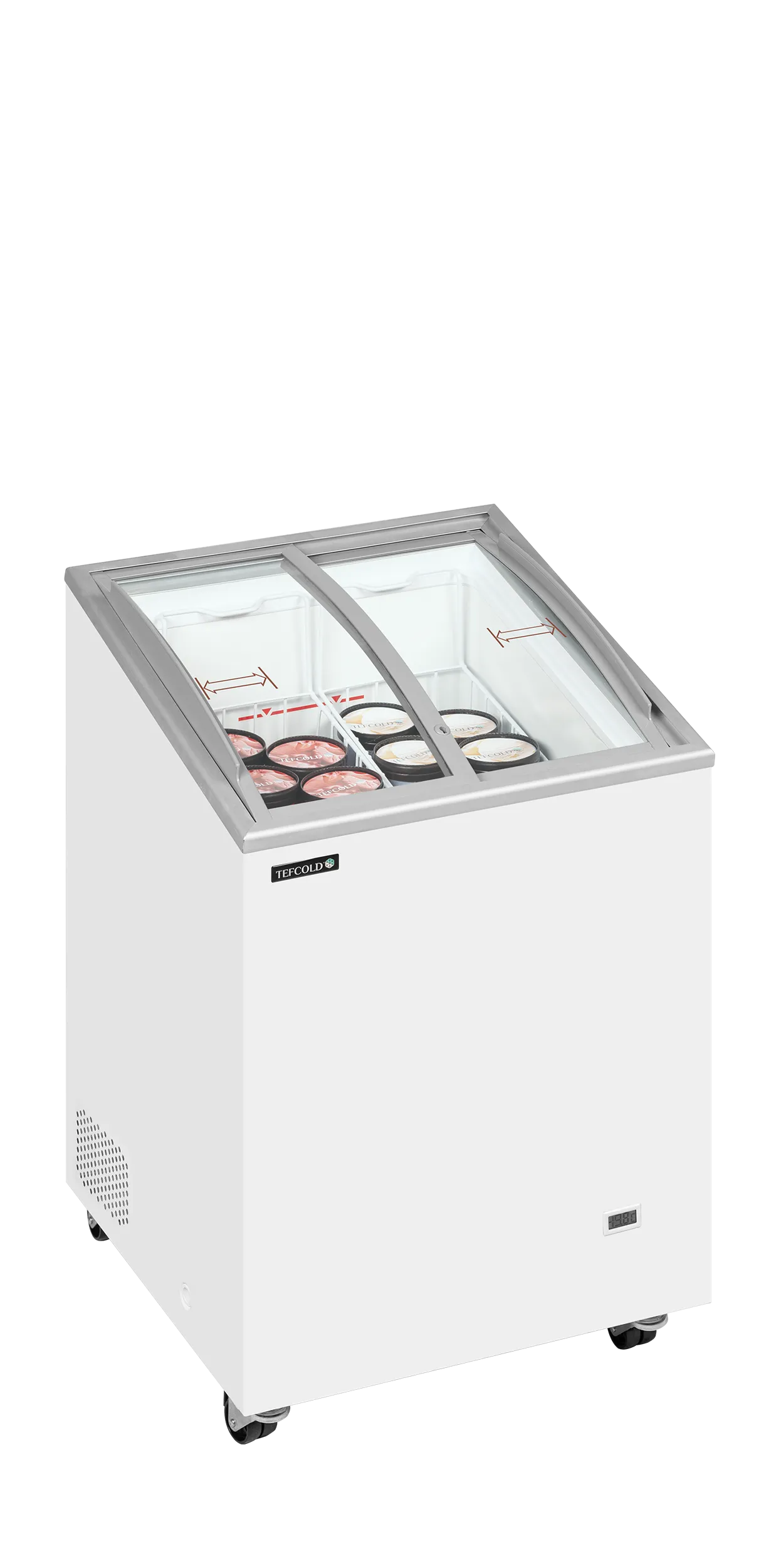 Truhlicová mraznička – presklené oblé veko – 85 L | TEFCOLD IC101SCEB LED – Obrázok 4