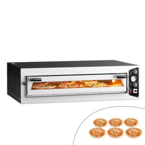 Elektrická pec na pizzu - jedna etáž - žiaruvzdorná kamenná etáž - 6 - Ø 35 cm (13,8") - mechanické ovládanie - do 450 °C