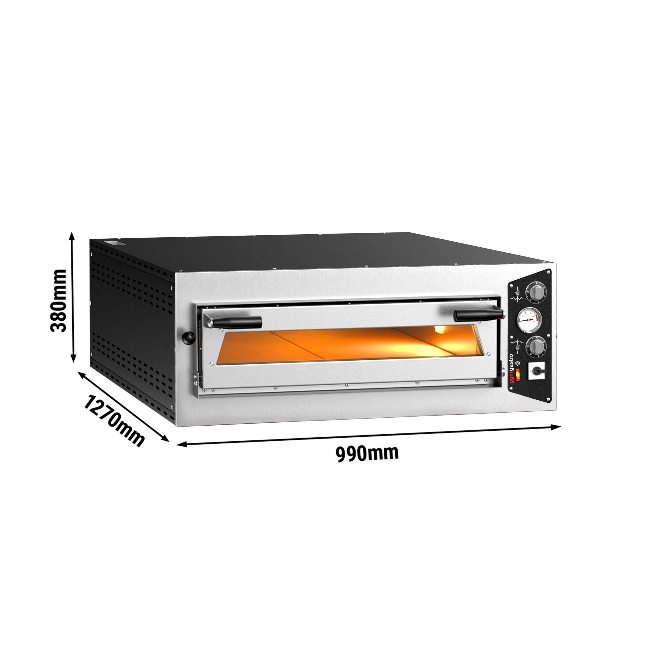 Elektrická viacposchodová pec na pizzu – jednoposchodová – dno zo žiaruvzdorného kameňa – 6 – Ø 35 cm (13,8 palca) – mechanické ovládanie – do 450 °C – Obrázok 3