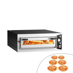 Elektrická viacposchodová pec na pizzu – jednoposchodová – dno zo žiaruvzdorného kameňa – 6 – Ø 35 cm (13,8 palca) – mechanické ovládanie – do 450 °C