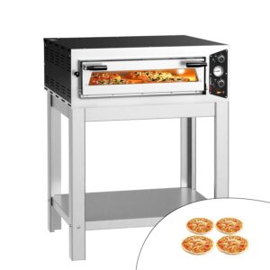 Elektrická viacposchodová pec na pizzu – jednoposchodová – ohňovzdorná kamenná základňa – 4 x Ø 30 cm (12 palcov) – s podstavcom
