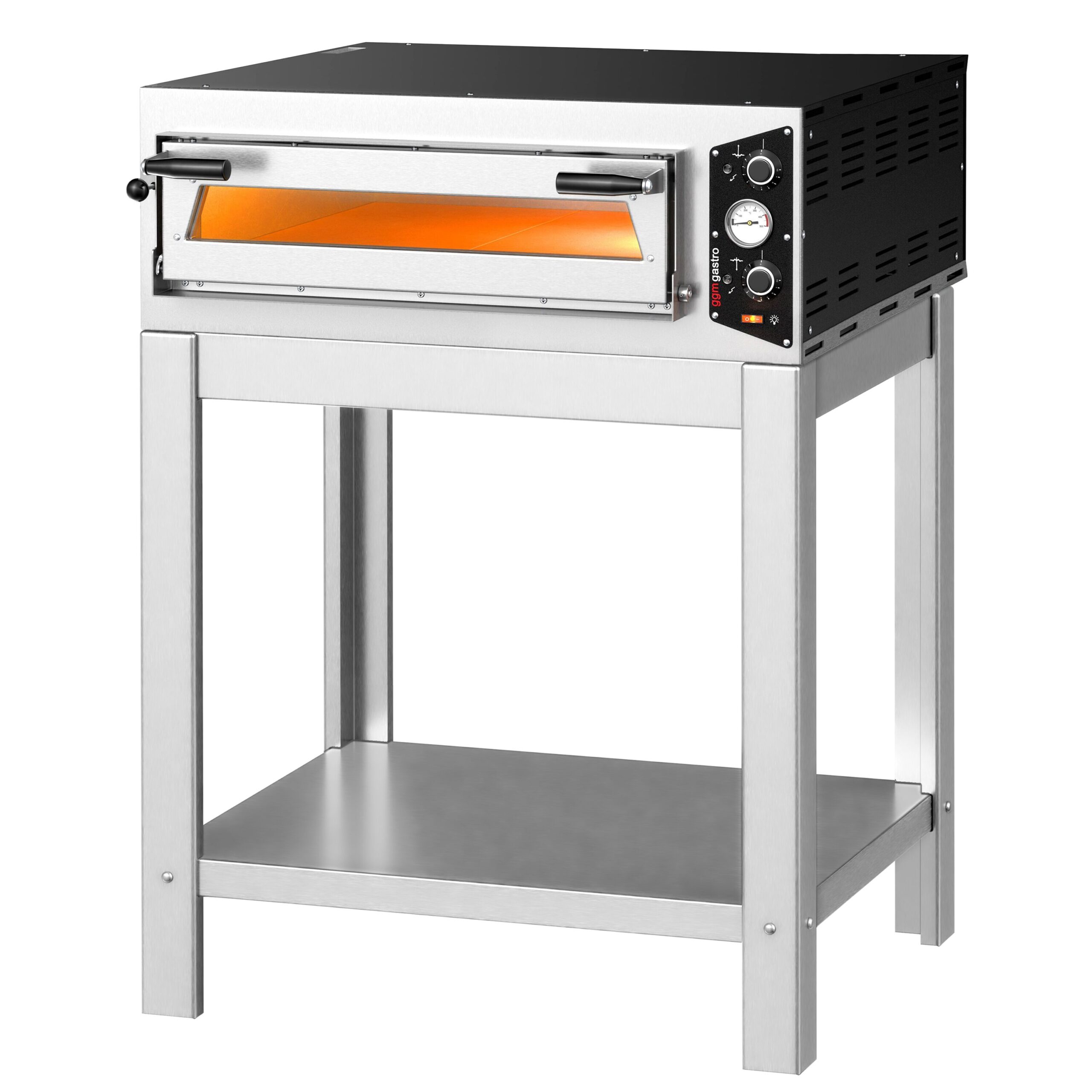 Elektrická viacposchodová pec na pizzu – jednoposchodová – ohňovzdorná kamenná základňa – 4 x Ø 30 cm (12 palcov) – s podstavcom – Obrázok 3