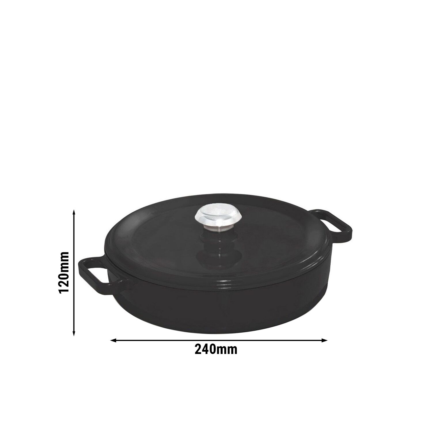 Liatinová zapekacia misa – 2,4 litra – Ø 240 mm – fľaša – čierna – Obrázok 2