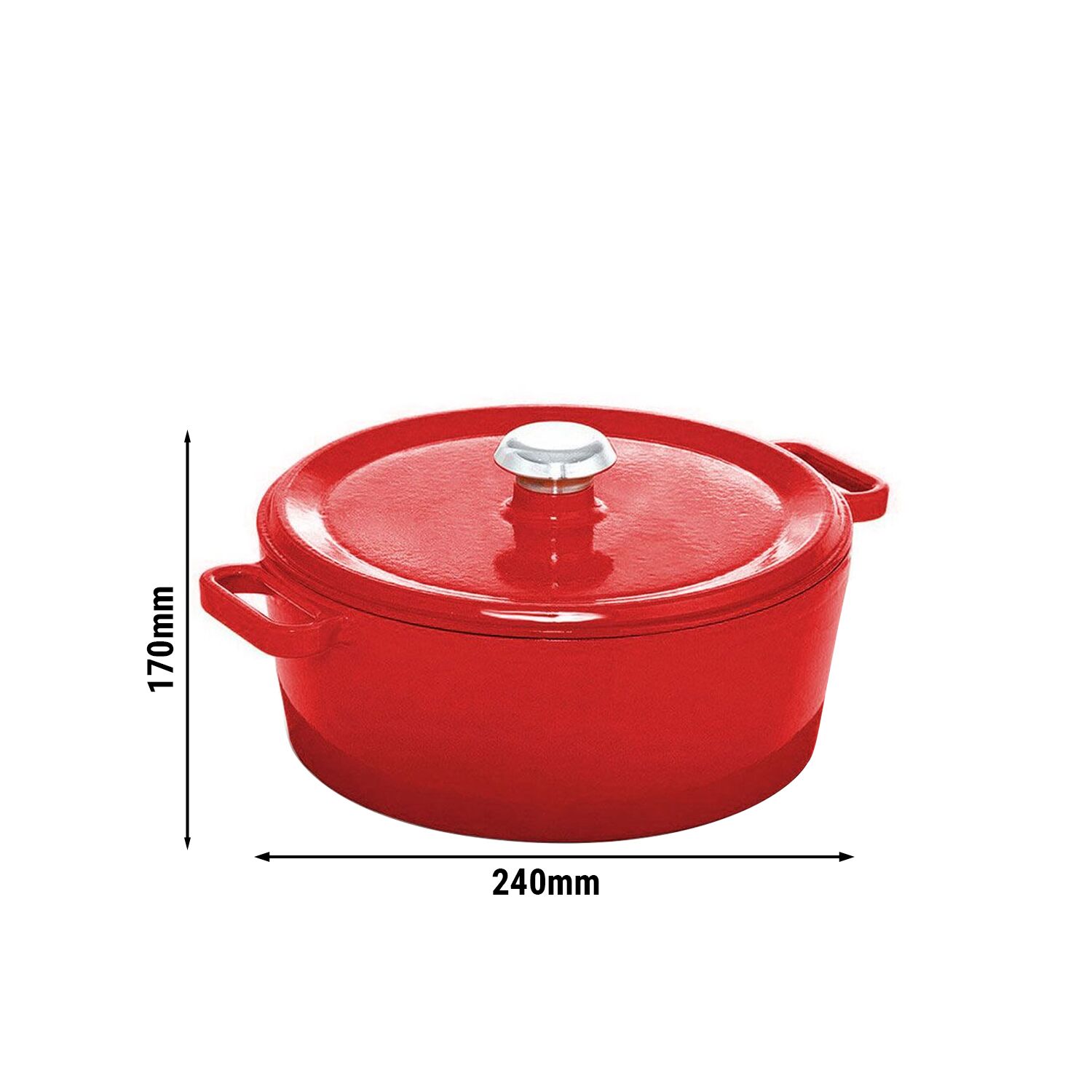 Liatinová zapekacia misa - 4,93 litra - Ø 240 mm - červená – Obrázok 2