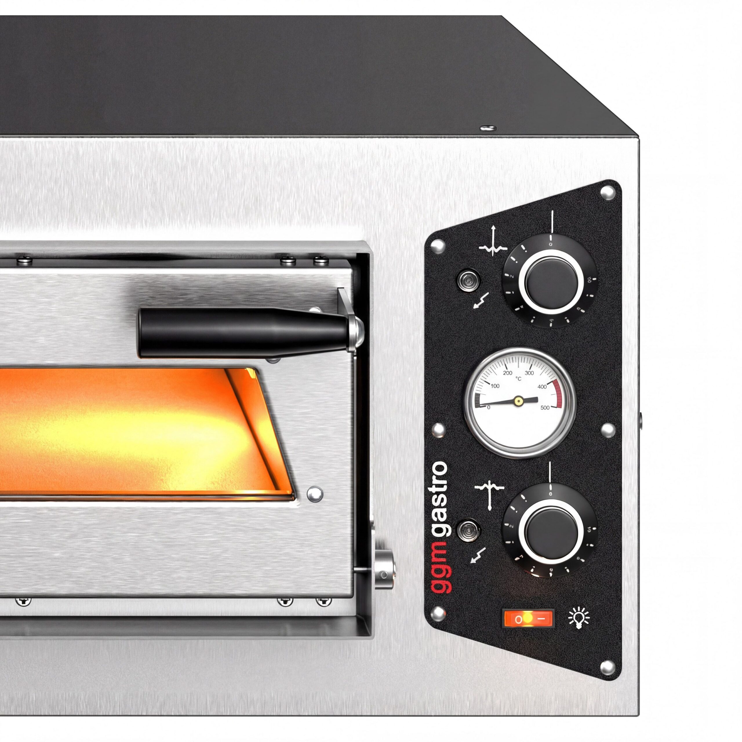 Elektrická viacposchodová pec na pizzu – jednopodlažná – dno zo žiaruvzdorného kameňa – 4 x Ø 30 cm (12 palcov) – trojfázové napájanie – mechanické ovládanie – do 450 °C – Obrázok 5