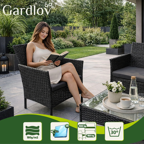 Sada nábytku z čierneho ratanu Gardlov 26908 – Obrázok 6
