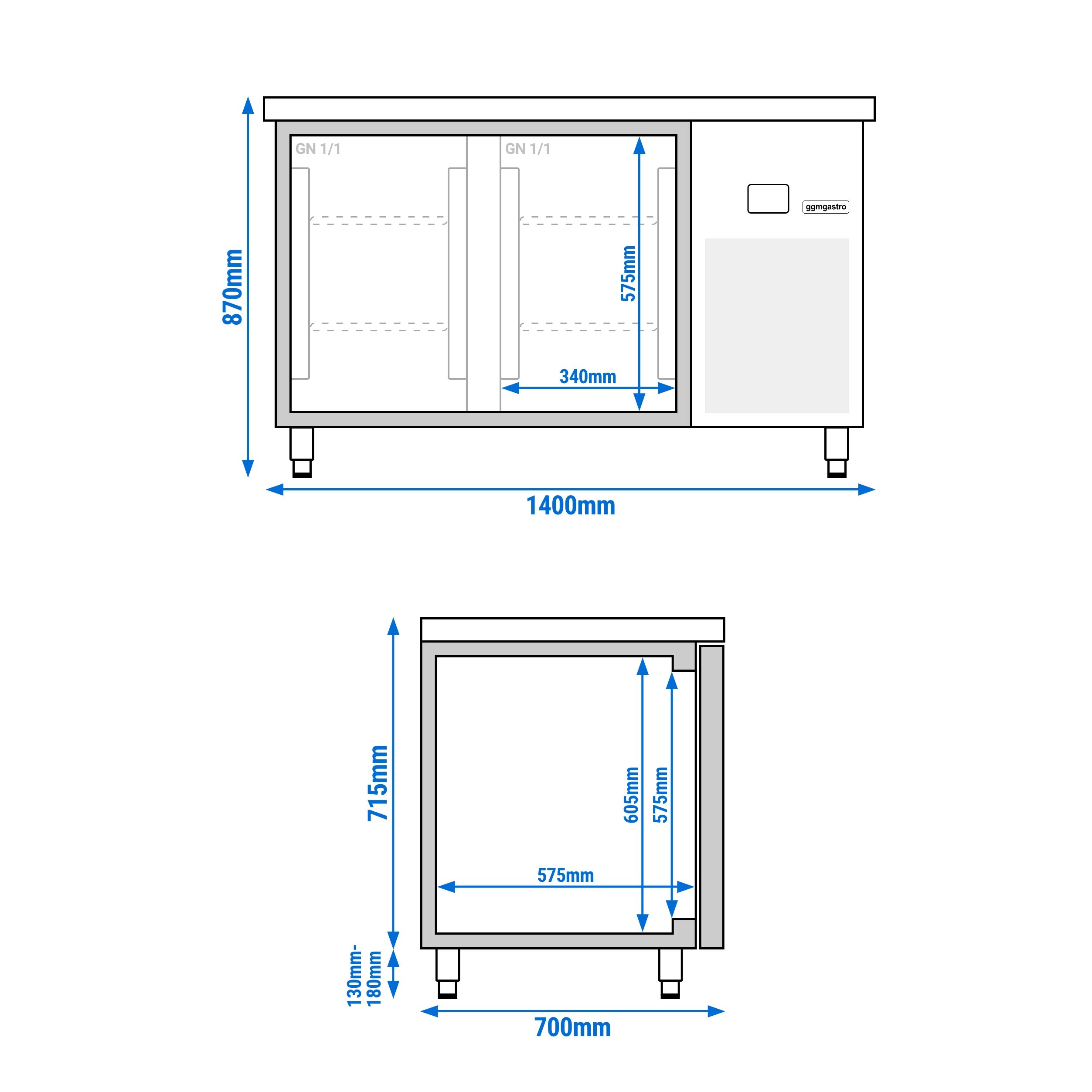 Mraziaci pult PREMIUM - 1400x700mm - s 2 dverami – Obrázok 3