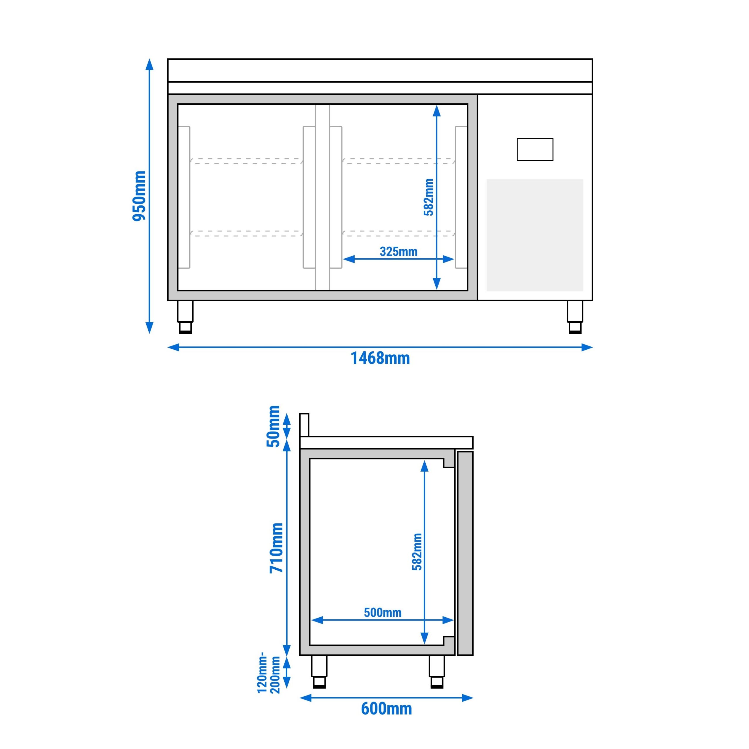 Mraziaci pult Premium PLUS - 1468x600mm - s 2 dverami - so zvýšeným okrajom – Obrázok 4